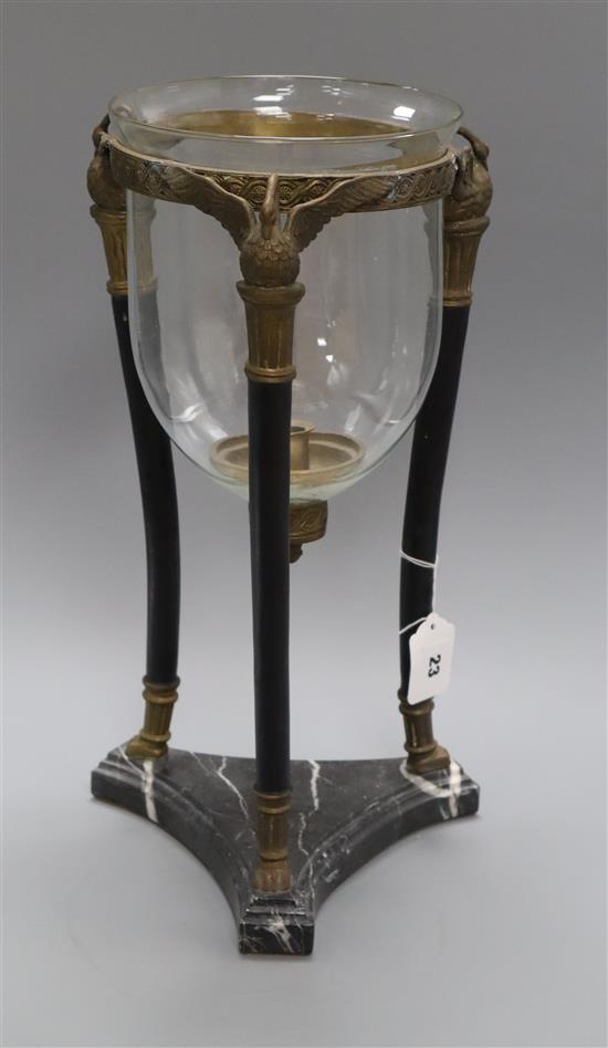 A Classical Regency style storm lamp, on marble base height 45cm